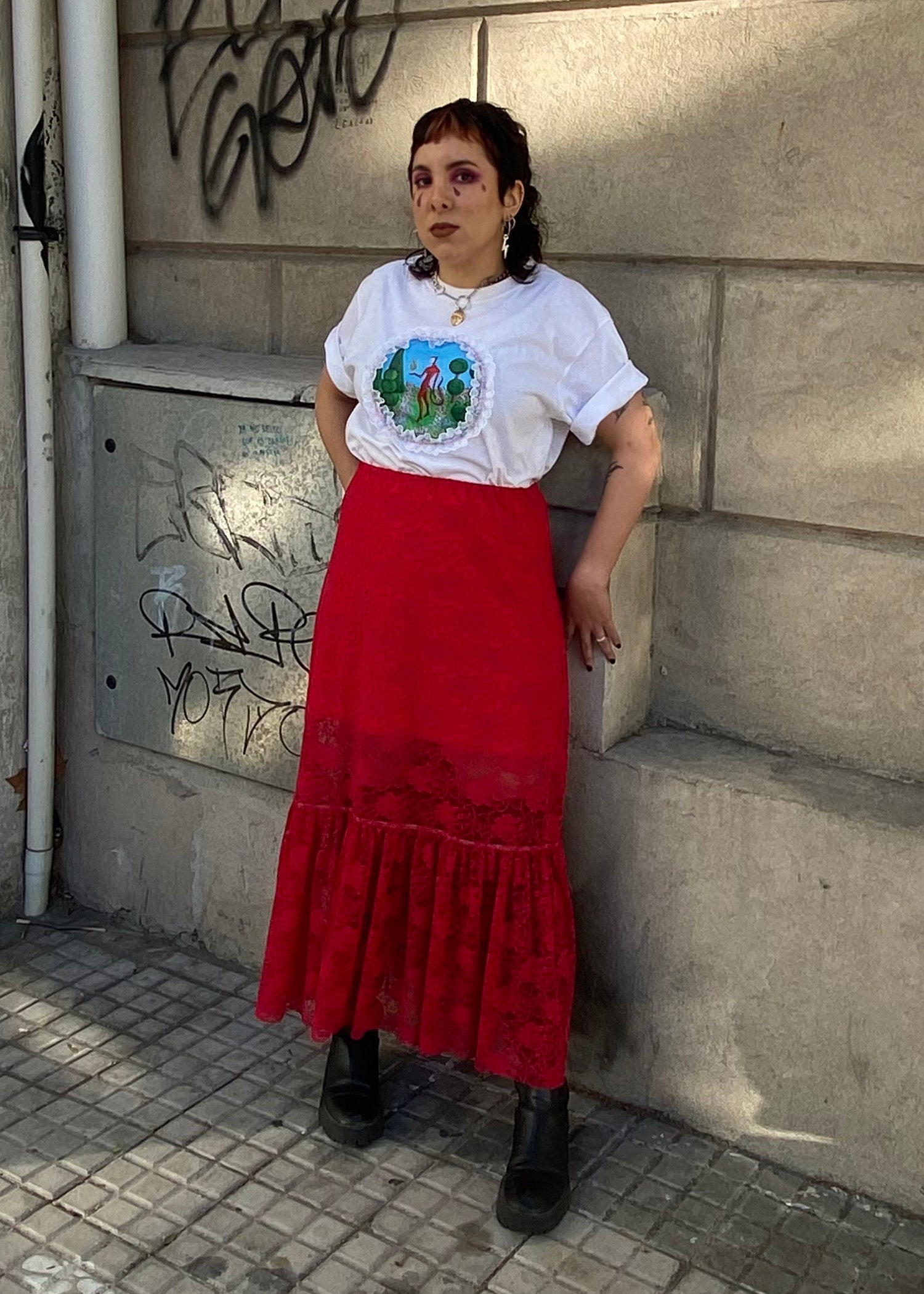 Falda Margarita Roja