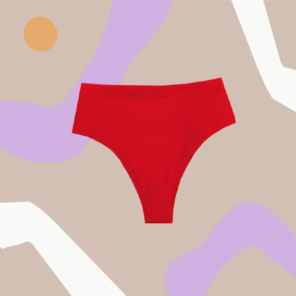 Bombacha Bikini Tiro Alto Cavado Rojo