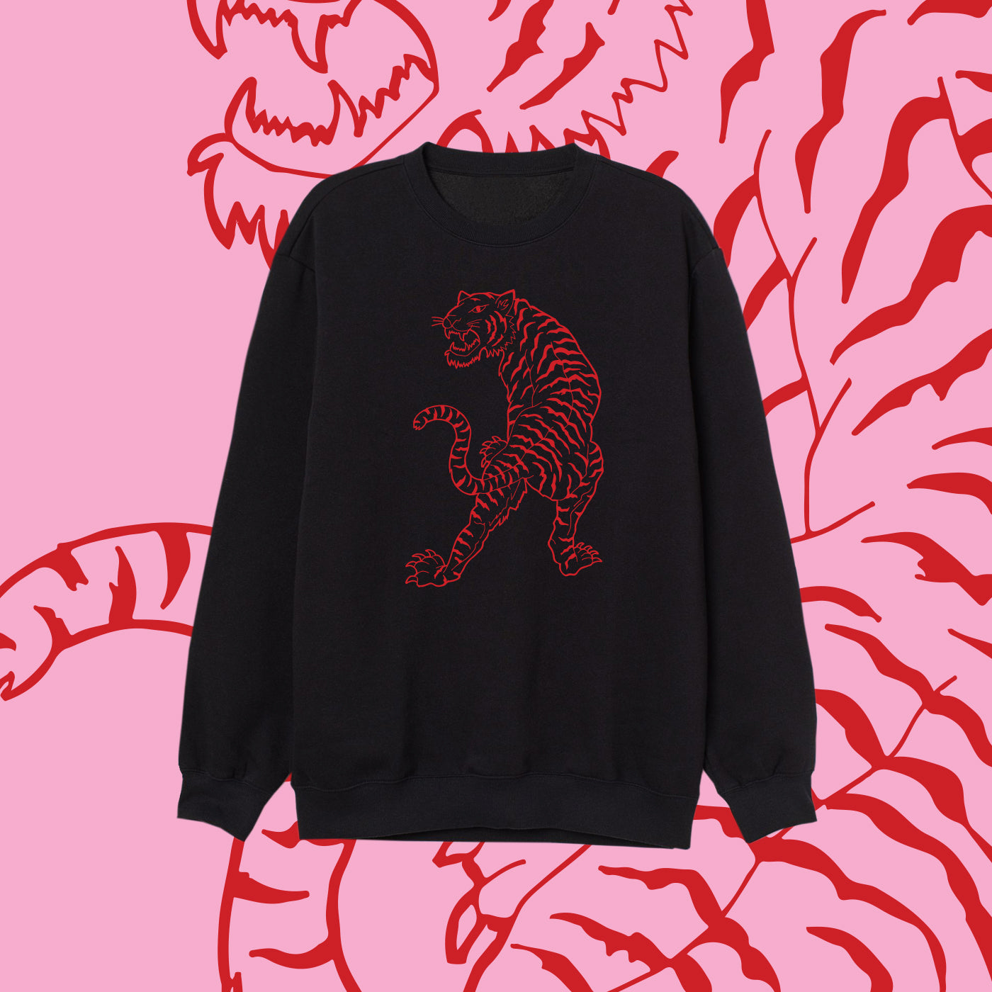 Buzo jogging unisex Tigre rojo algodón