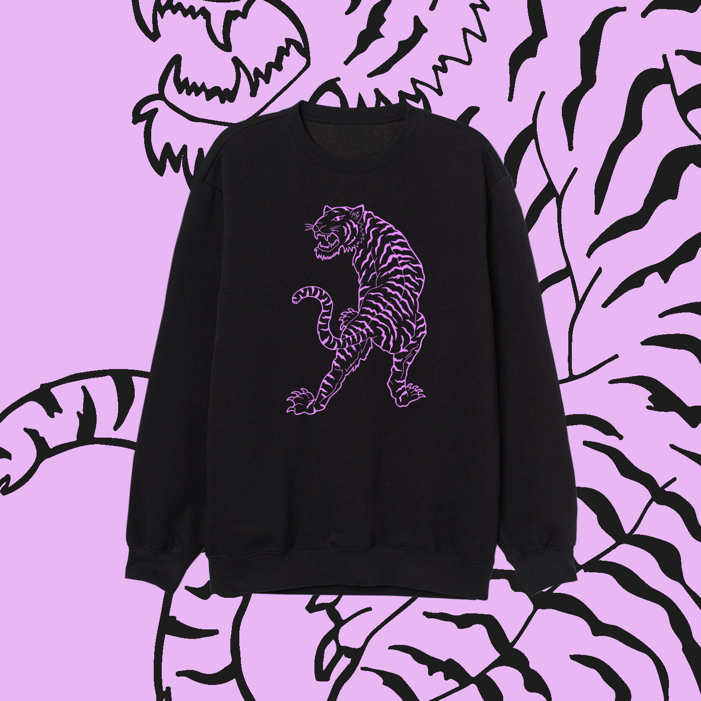 Buzo jogging unisex Tigre lila algodón