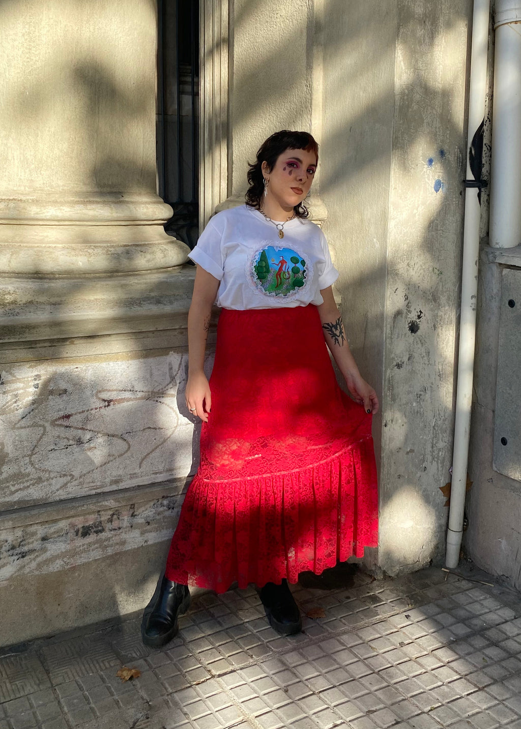 Falda Margarita Roja