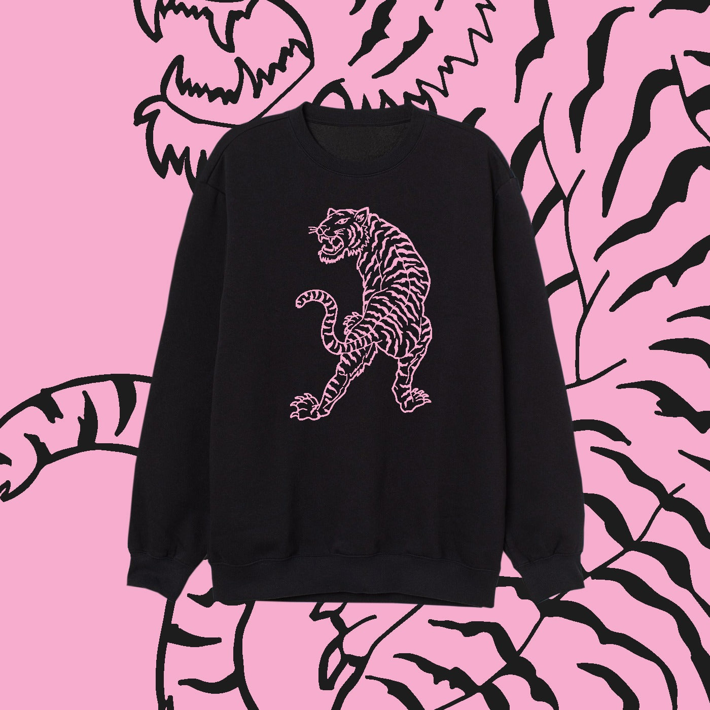Buzo unisex Tigre en rosa algodón
