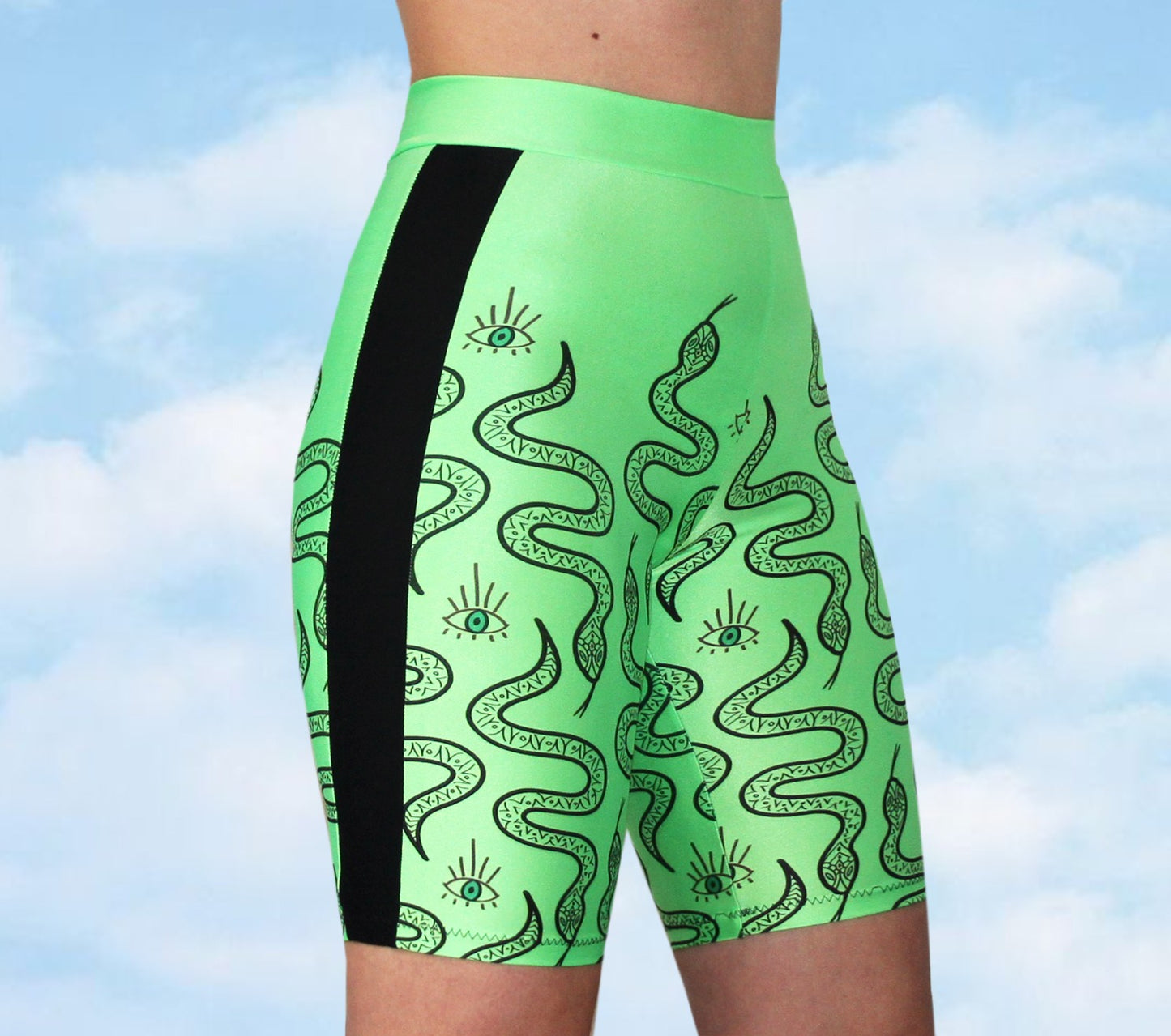 Calza Biker estampada en verde neon